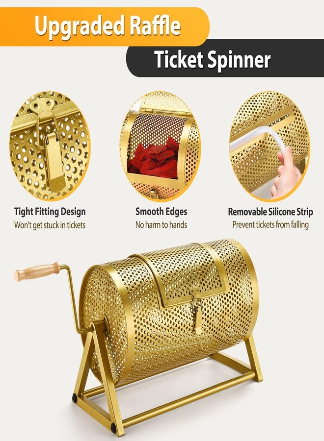GADFISH Raffle Drum, Thickened Metal Raffle Ticket Spinner Box with Sealing Tape, Silent Design Raffle Ticket Cage with Wooden Turning Handle & Stable Tripod Stand for Lottery Games, Raffle Balls - Image 4